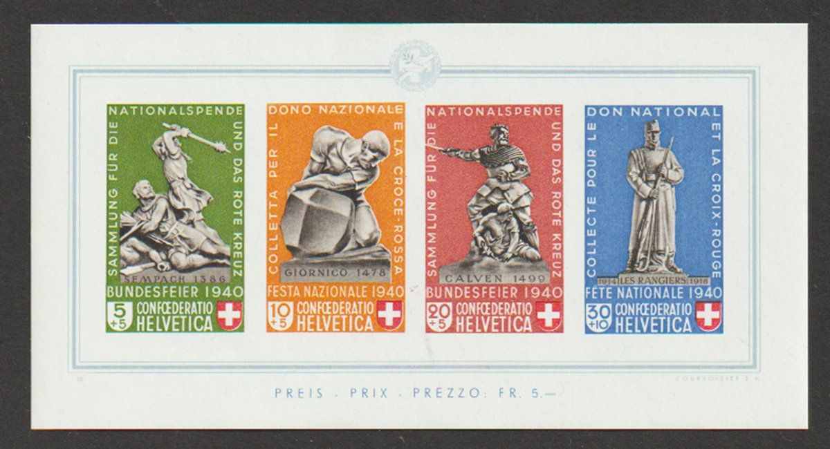 Tutti i francobolli: 1940 : Bundesfeierblock I - tadellos postfrisch ** – Nuovo (secondo la descrizione) da Reinach BL venduto da Pinkspatz