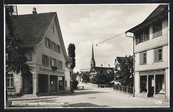 Cartoline postali: Amriswil, Obere Bahnhofstrasse mit Kaufh – Usato da Berlin venduto da bartko-reher