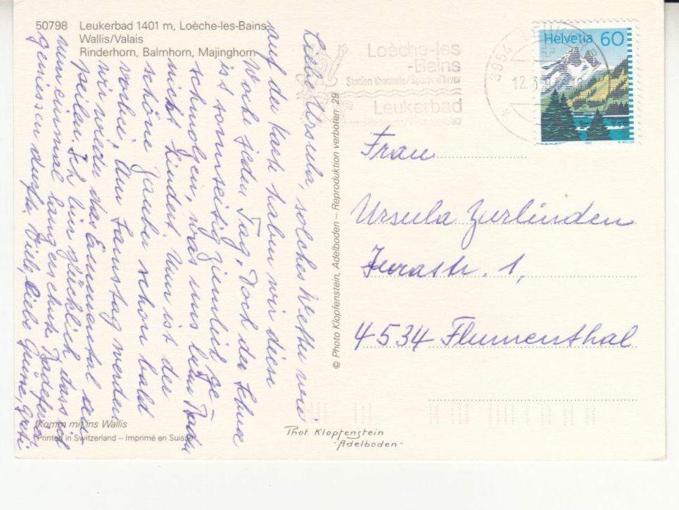 Ansichtskarten: Leukerbad 1994 – Gebraucht aus Bürglen TG von StampGraf 1