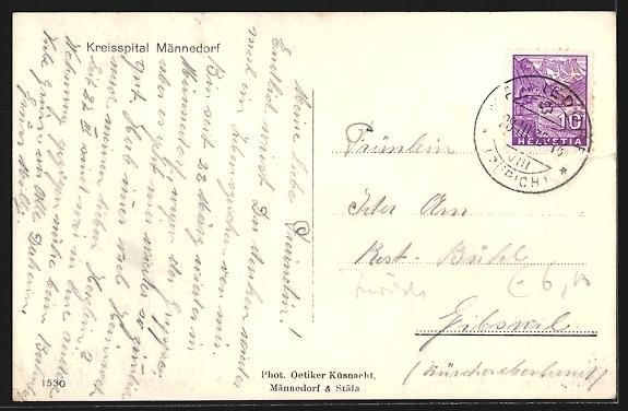 Cartoline postali: Männedorf, Kreisspital mit blühendem B – Usato da Berlin venduto da bartko-reher 1