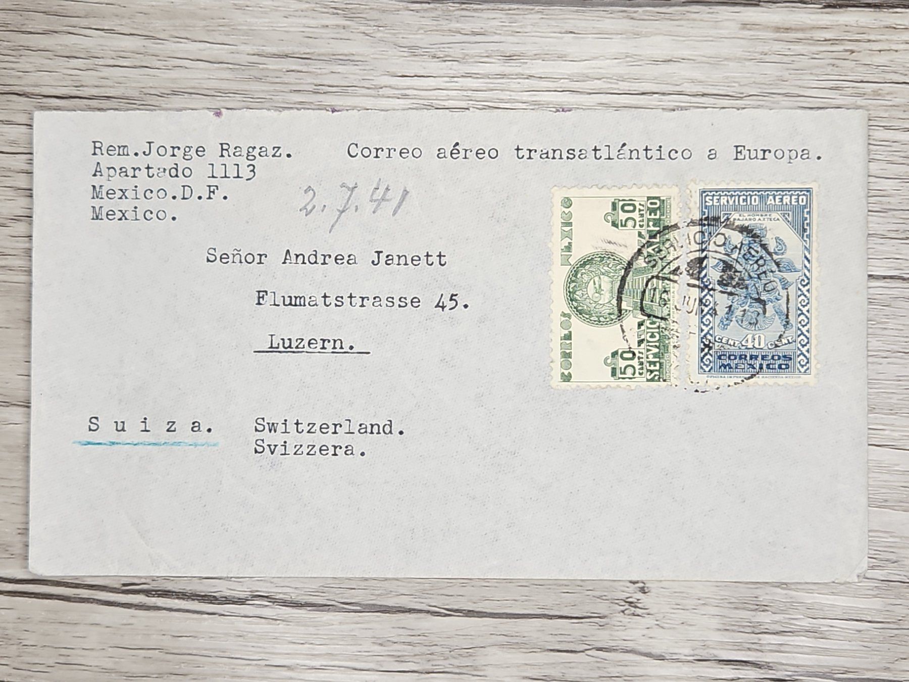 Tutti i francobolli: CL22 Enveloppe + Timbre Mexique 1941 – Usato da Cousset venduto da Patrick_Collections