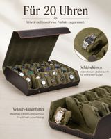 Luxuriöse Uhrenbox für 20 Uhren – braunes Leder & Velours-In