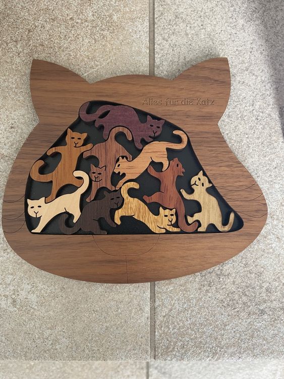 Katzenförmiges Holzpuzzle 135 Teile – In Morandi-Farben Für Erwachsene & Kinder