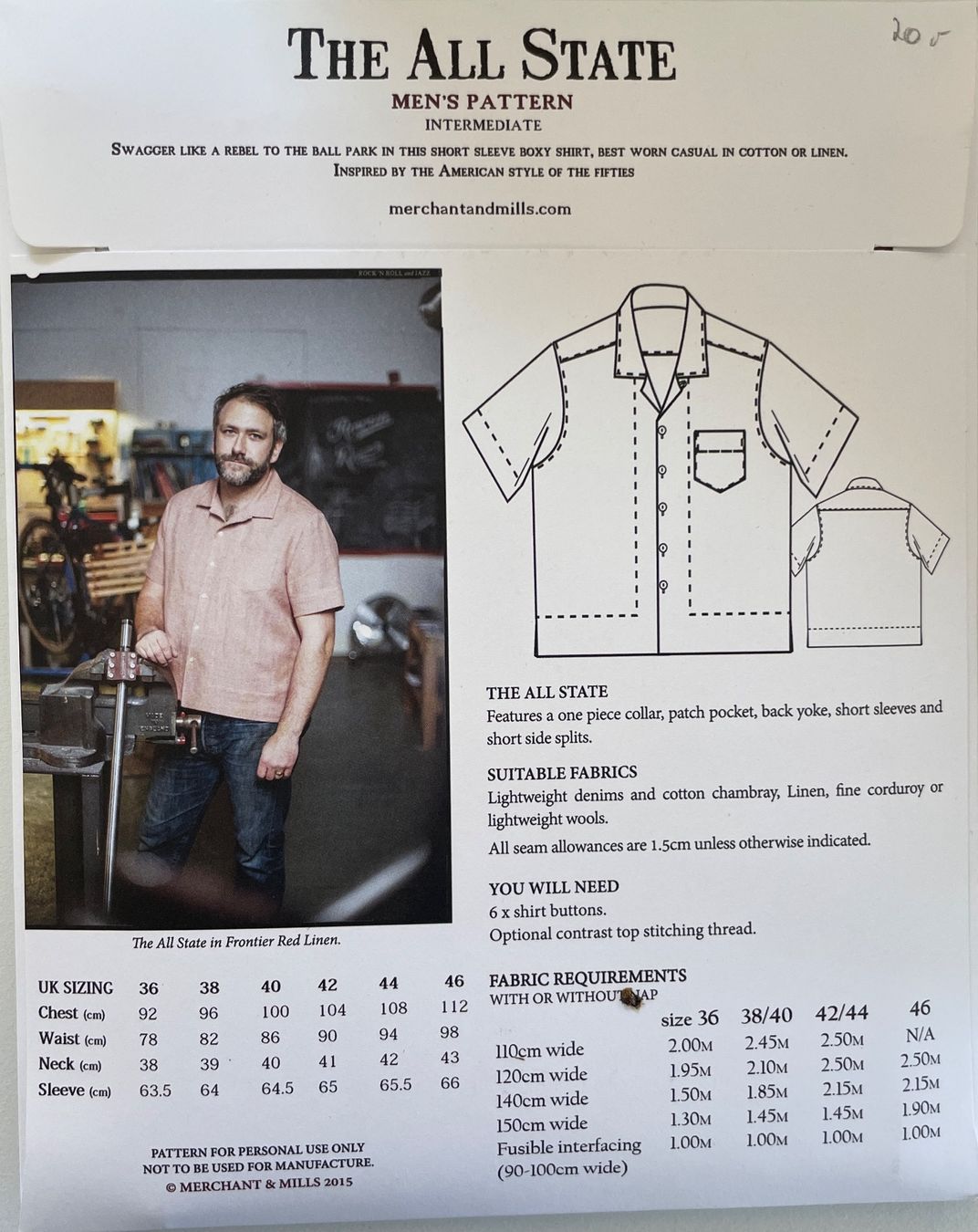 Cartamodelli: Merchant & Mills _ Schnittmuster  THE ALL  STATE – Nuovo e nell'imballaggio originale da Silvaplana venduto da Lotzis 1