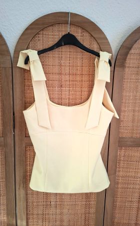 Top débardeur jaune beurre nœuds épaules taille XS Zara