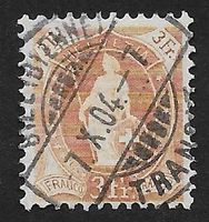 1904: Helvetia debout 3 Fr.no 72E Biel ( Bienne )