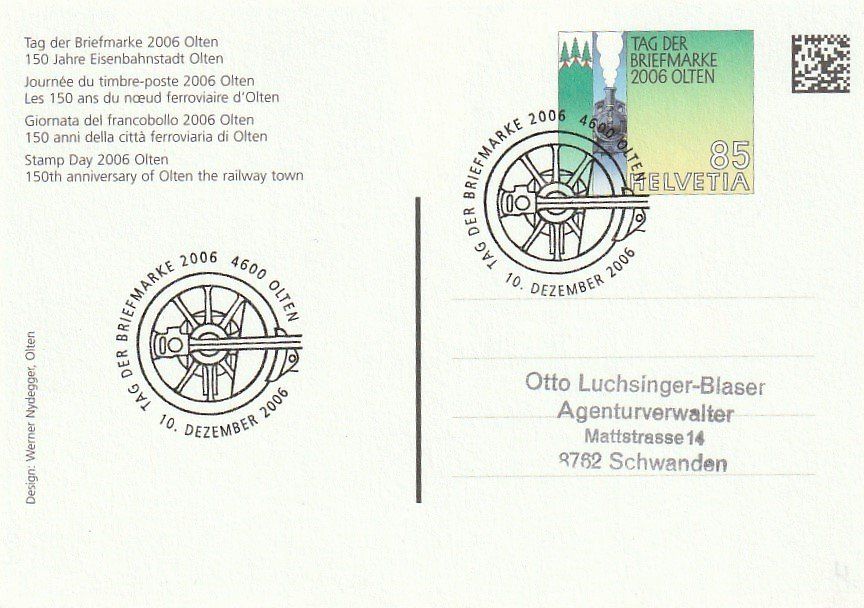 Alle Briefmarken: Tag der Briefmarke 2006 Olten , Karte – Gebraucht aus Aarburg von Aare10
