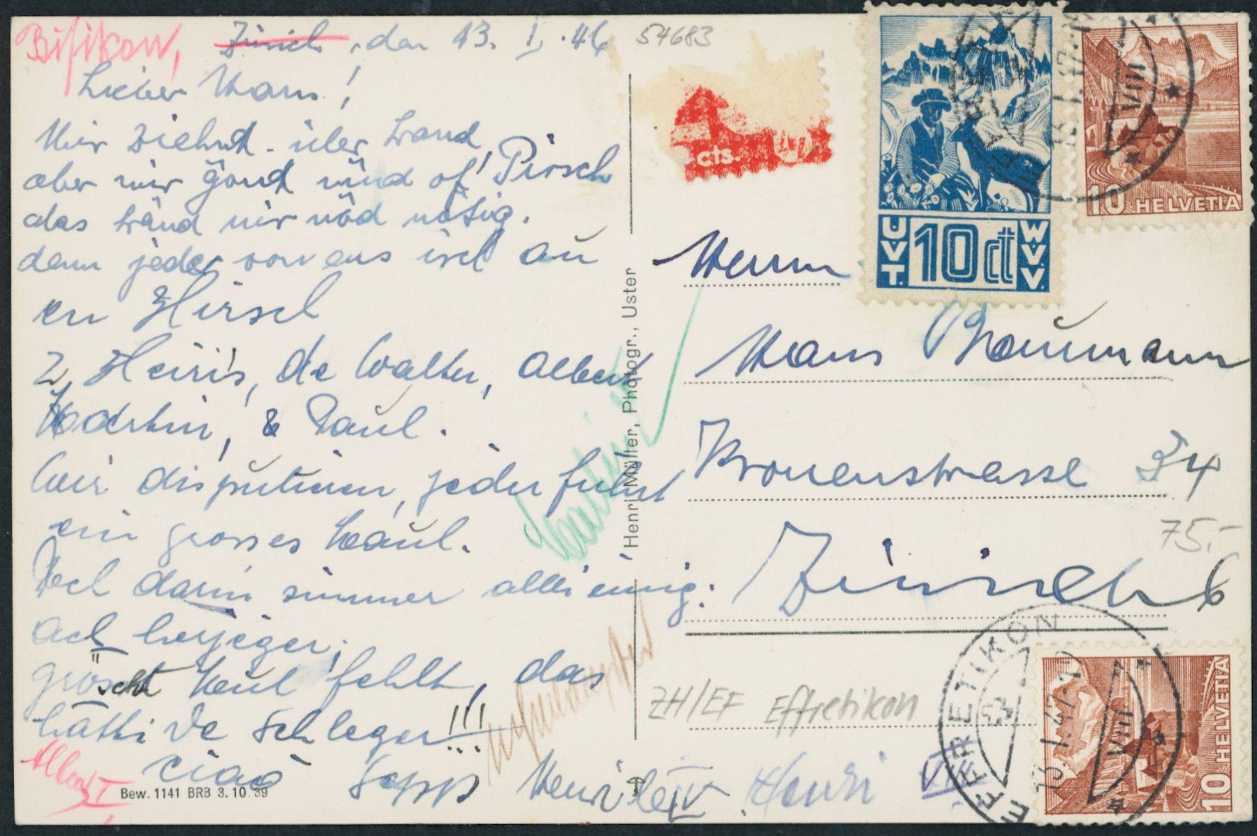 Cartoline postali: ZH Effretikon – Usato da Schindellegi venduto da leecollect 1