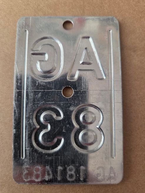 Sachs Ecriteaux: Velonummer AG 83 plaque Velo – D'occasion à Schenkon par Uhu007 1