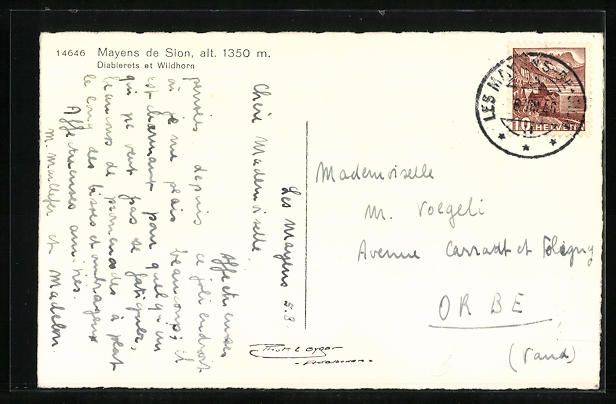 Cartoline postali: Mayens de Sion, Diablerets et Wildhorn – Usato da Berlin venduto da bartko-reher 1