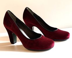 Deimille Vintage Samt Pumps, Bordeauxrot, Grösse 38