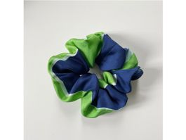 Scrunchie 100% Seide hand made grün marine weiss rework