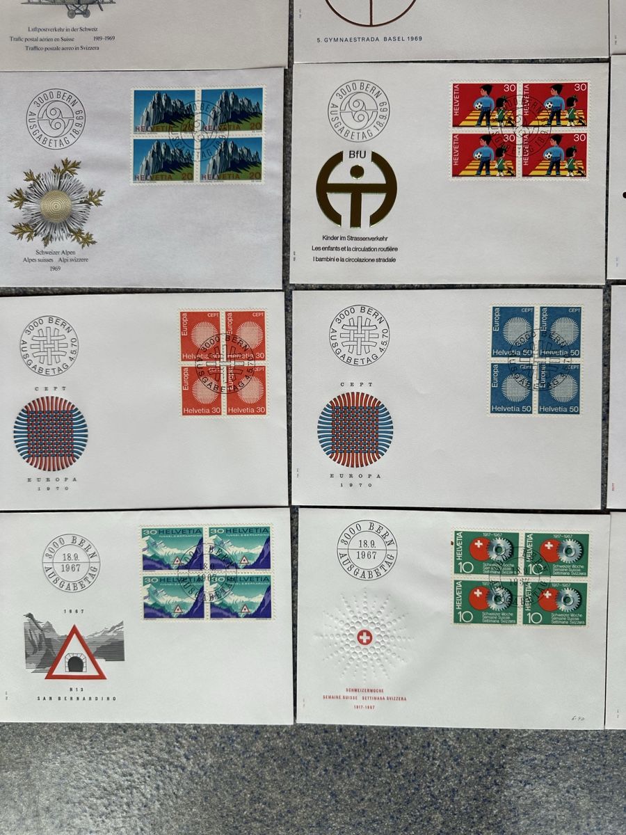 Alle Briefmarken: Schweiz - 36x 4er Block FDC hoher KW – Gebraucht aus Schmitten / FR von Samsara169 4