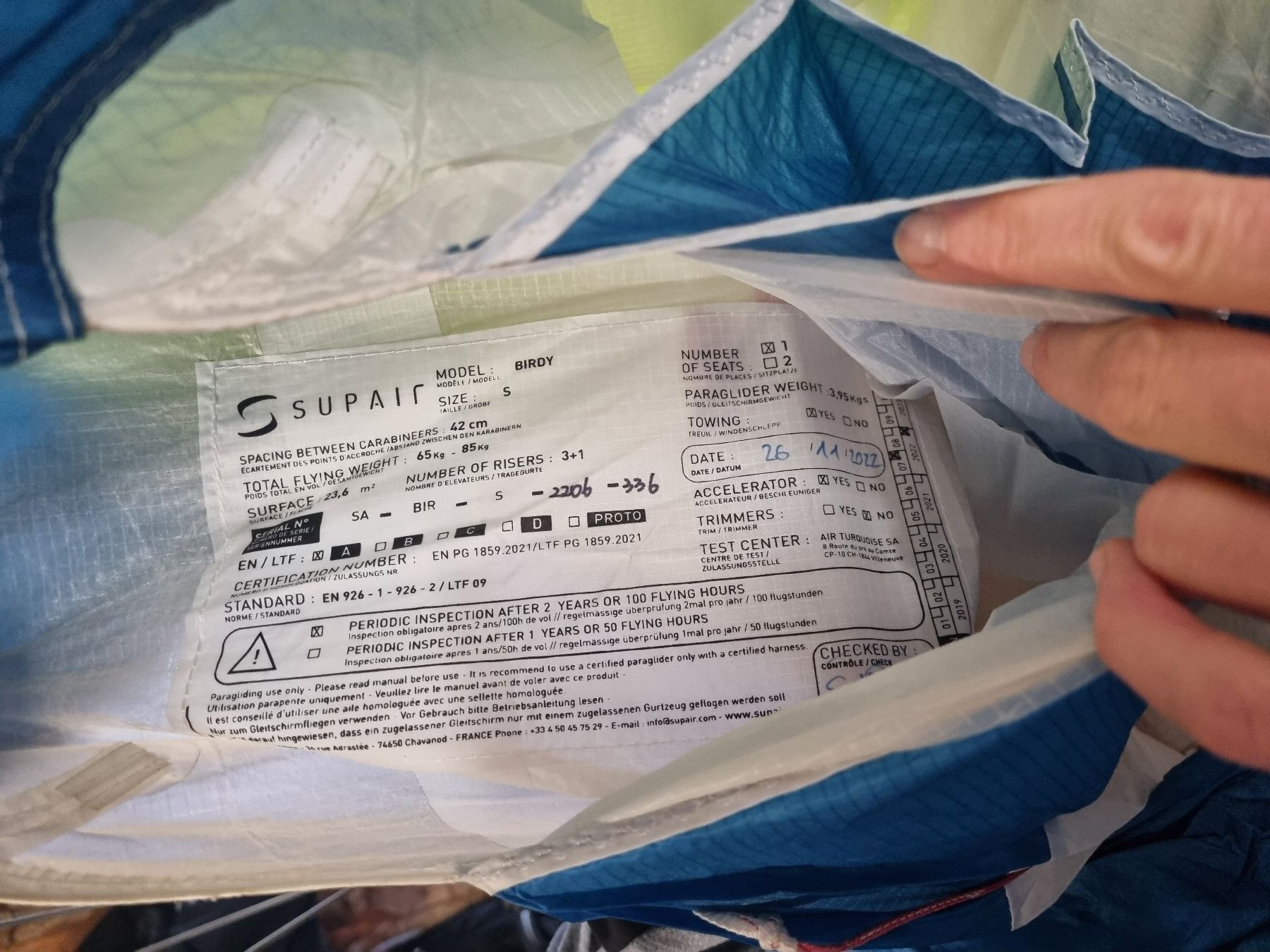 Sport dell'aria & Aquiloni: Gleitschirm Supair Birdy S – Usato da Glattbrugg venduto da mir_p6wx 3
