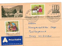 Widnau Postkarte Balgach Ganzsache Bild und Stempel gleich