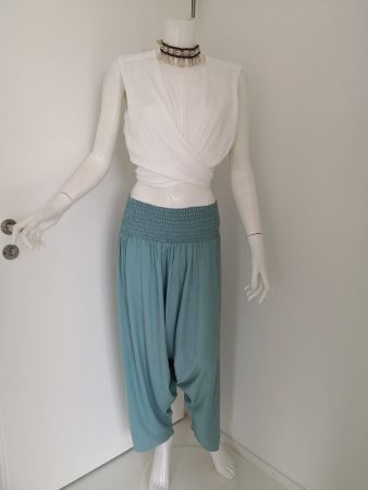 🤩3 STK: BOHO-CHIC YOGA-HOSE HELLBLAU & HAUSSCHUHE &D&G P.