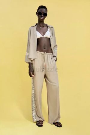 ZARA Boho Set – Bluse & Shorts – Beige – Grösse S