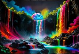 Diamond Painting Cascades Arc-en-Ciel 70x50 cm