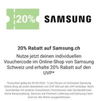 Samsung Gutschein 20% Rabatt CHF 500 Mindestbestellwert