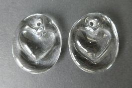 2 Herzen aus Glas zum Aufhängen, Fensterdeko, Basteln / NEU