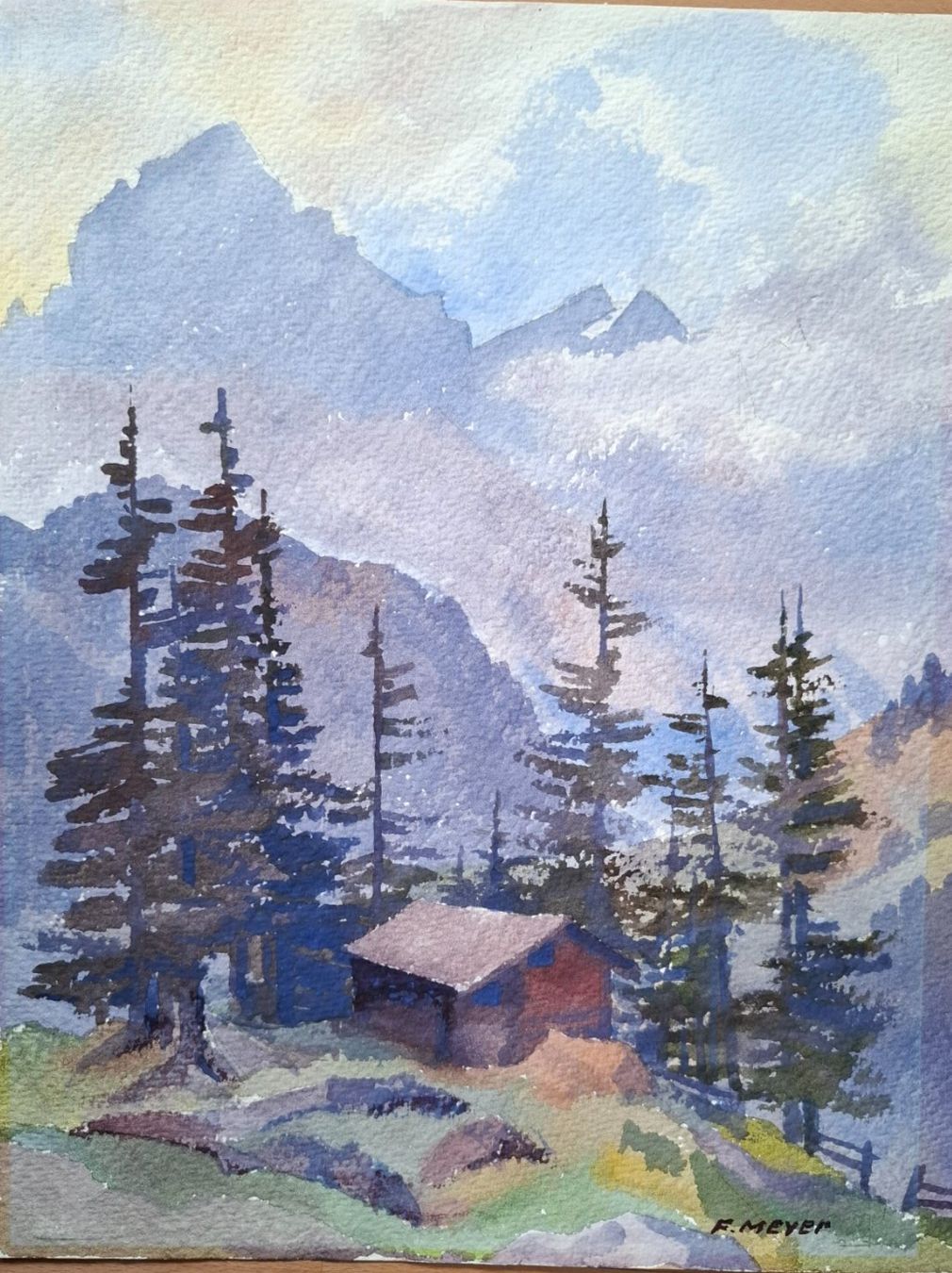 Gemälde: Aquarell Ferdinand Meyer-Streiff Susten Bern 1942 – Gebraucht aus Rheinfelden von Badelus