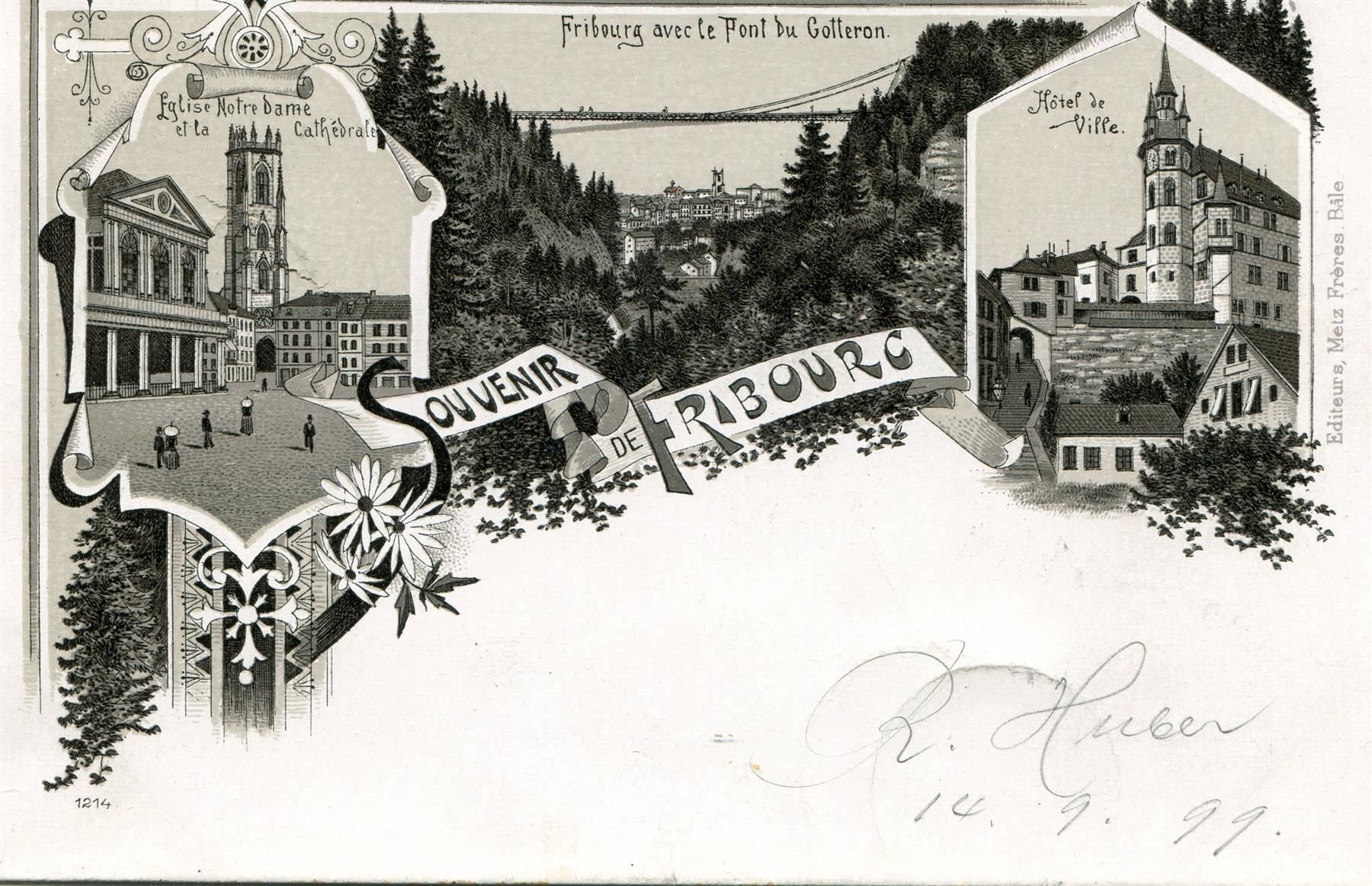 Ansichtskarten: PK Souvenir de Fribourg – Gebraucht aus Winterthur von Kyoung