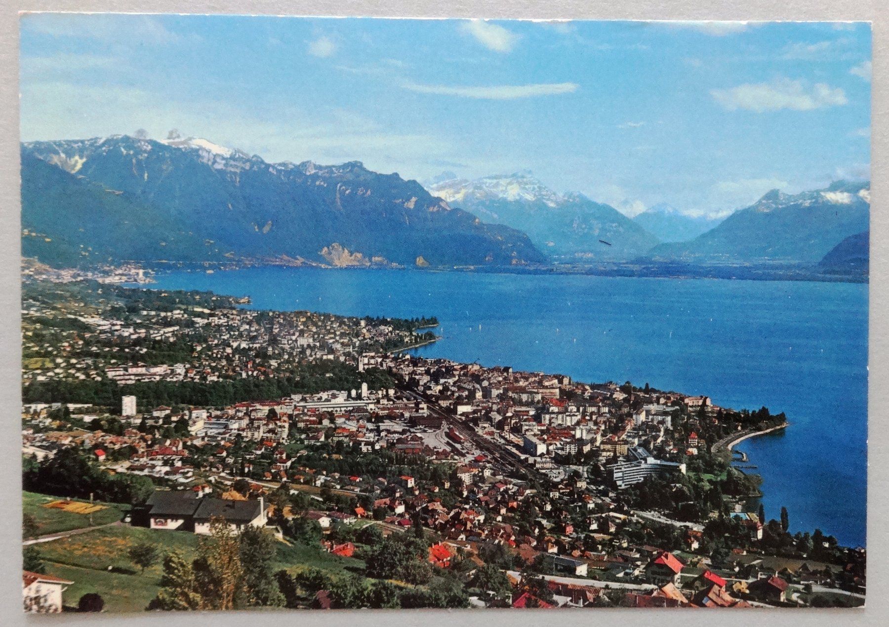 Cartoline postali: Vue de Vevey et lac Léman – Usato da Fétigny venduto da Billy2miny
