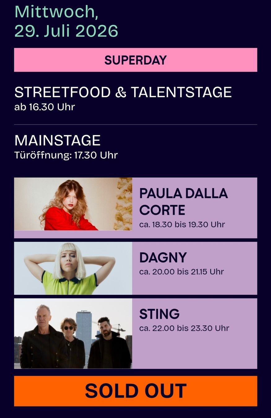 Billets: Sting @ Stars In Town – Neuf (Voir description) à Erlenbach ZH par Lapaz2002 1
