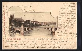 AK Basel, Ortsansicht mit Brücke, 1899