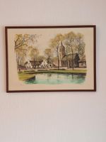 Ancien dessin, aquarelle, église