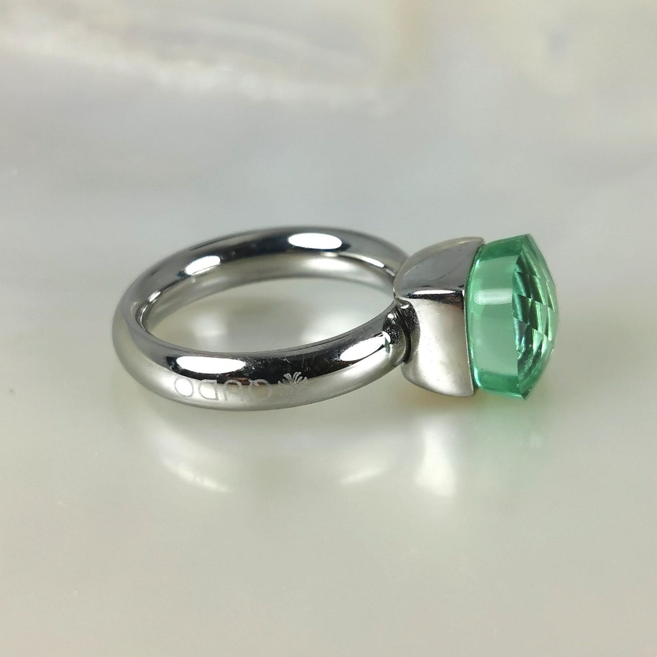 Anelli: Bague acier "Qudo" pierre synth.- Vert - T.52 – Nuovo e nell'imballaggio originale da Préverenges venduto da Finepearlsgem 5