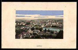 AK Baden, Totalansicht mit Bergen