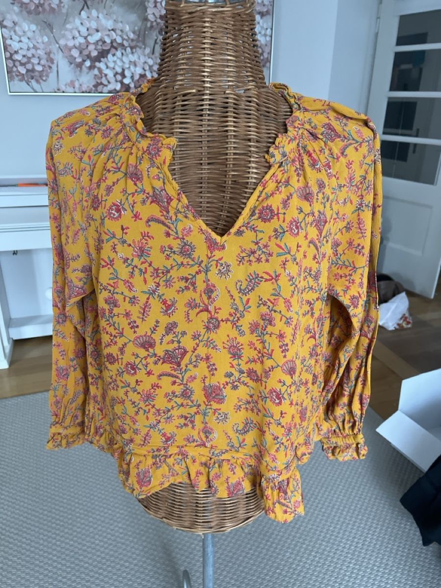 Camicette: Bluse mit Blumenmuster, gelb, S – Usato da Solothurn venduto da Bobesch08