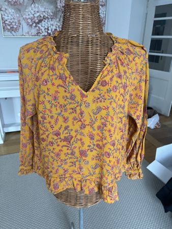 Bluse mit Blumenmuster, gelb, S
