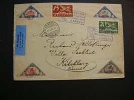 31.V.25. FLUGMEETING GENF, SATZ DREIECK FLUGMARKEN 1925