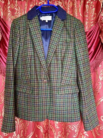 Blazer, Jacke, kariert, grün, neu, 100%Wolle