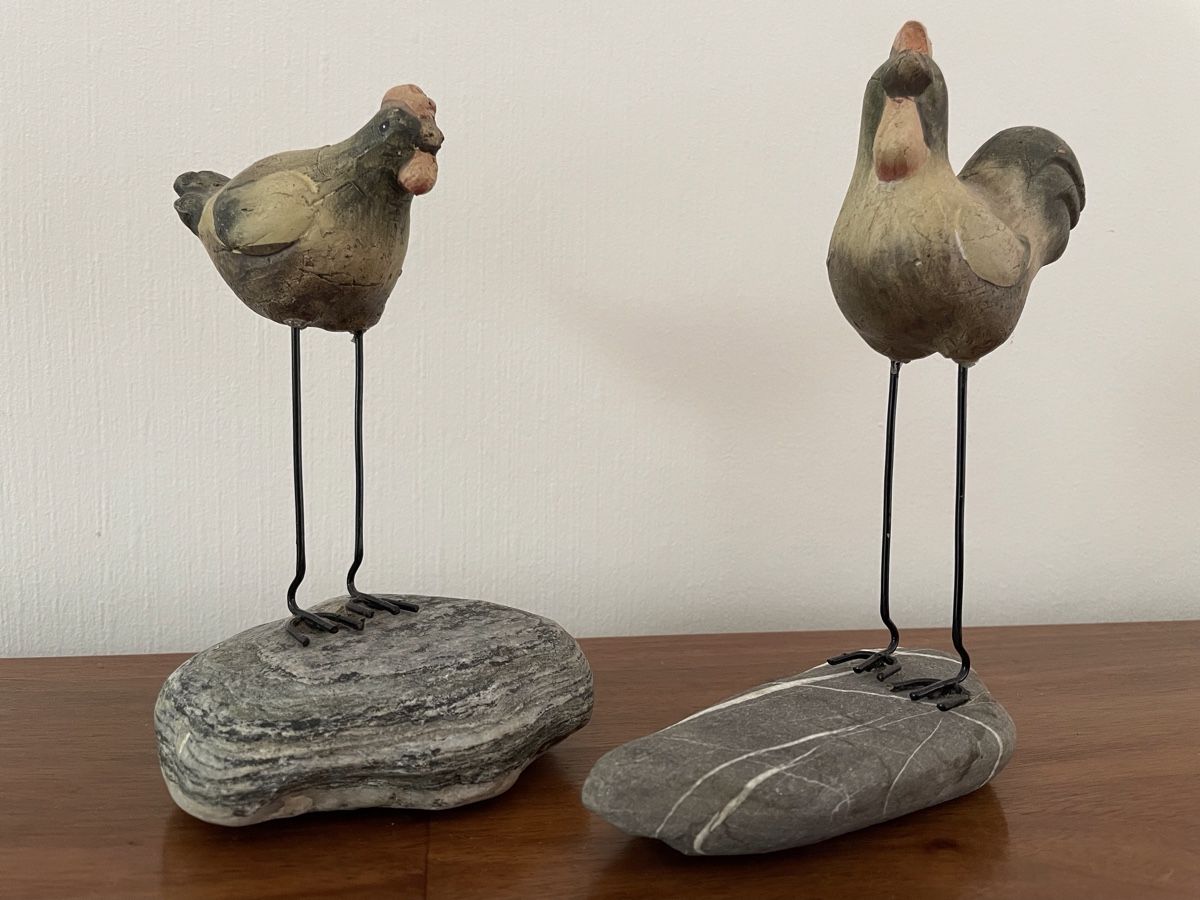 Figuren: Huhn und Hahn Steingut Figuren – Gebraucht aus Winterthur von u22