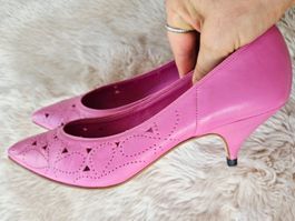 SCHUHE PUMPS GABOR QUEENY 5,5 38 38,5 ROSA CUT OUTS SANDALE