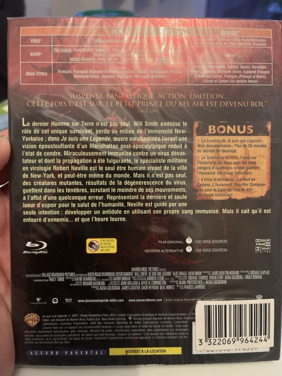 Alle DVDs: Je suis une légende - Blu-Ray - Will Smith - Scellé ! – Neu und originalverpackt aus Veyrier von Deniro2 1