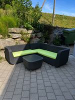 Garten Lounge Set mit Hocker und Polstern anthrazit