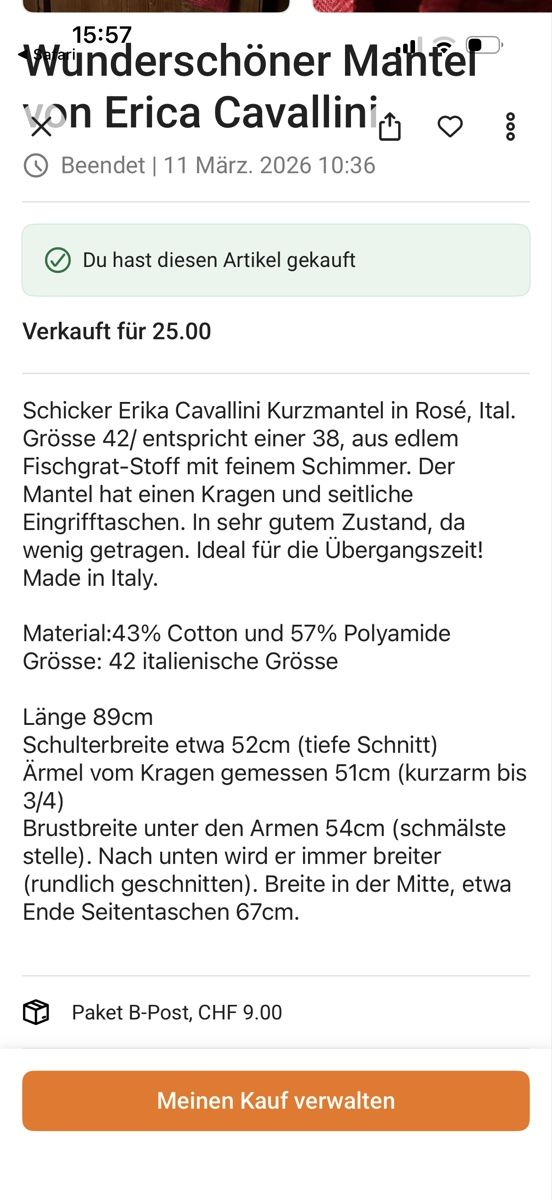 Mäntel: Erika Cavallini Mantel 38 – Gebraucht aus Zürich von iva_7658 5
