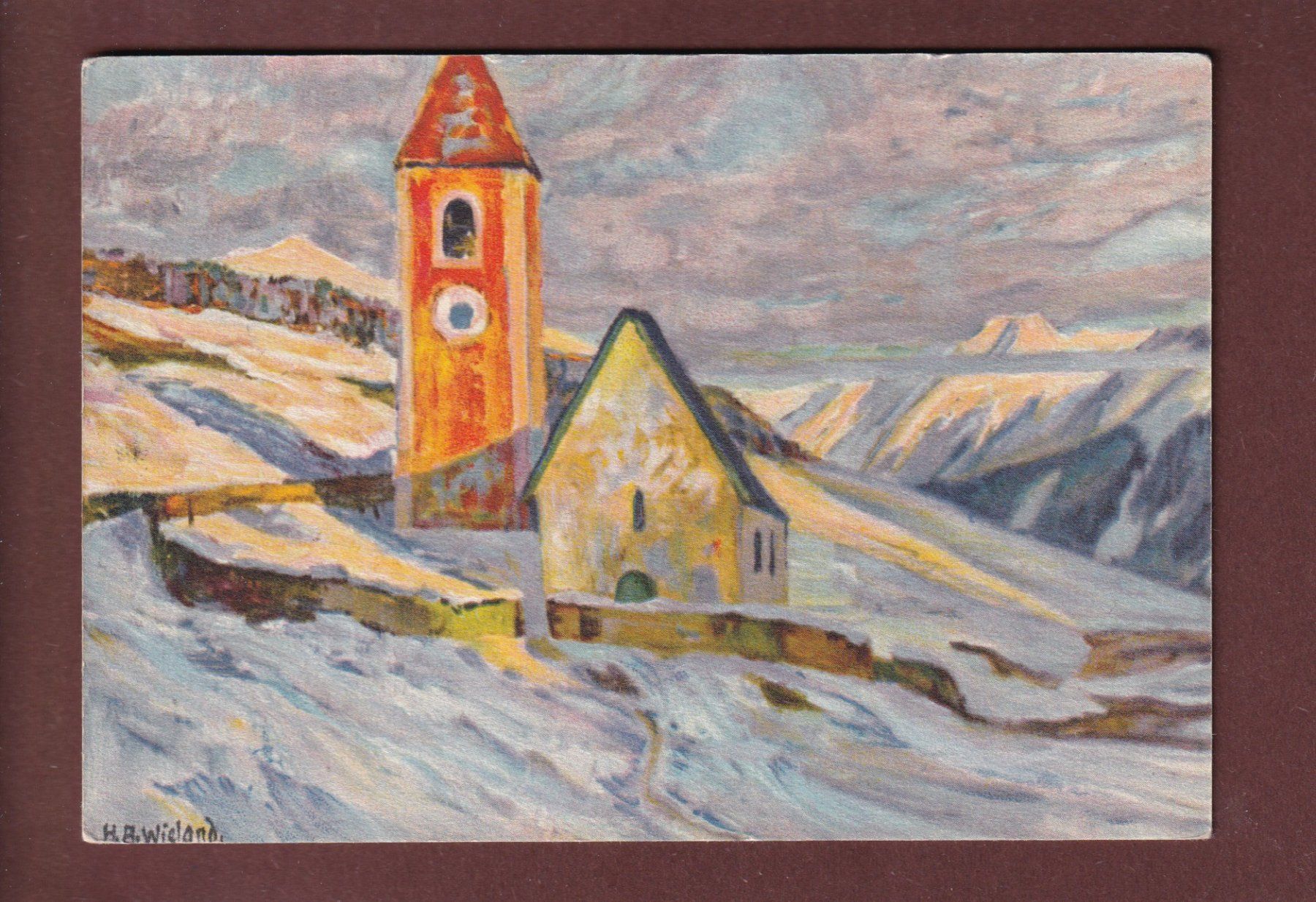 Cartoline postali: PRO JUVENTUTE - LAVIN - Kirche - 1948 – Usato da Pully venduto da nicecards