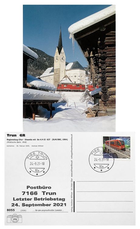 Trun Surselva Bündner Oberland Letzttag Post Bahn RhB Ge 4/4 (Neu ...
