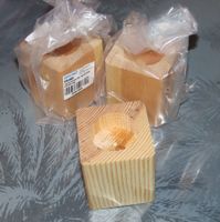 3 Bougeoirs en bois brut , neuf