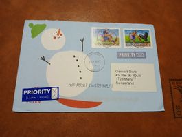 Lettre Finlande avec timbre sport hivernal