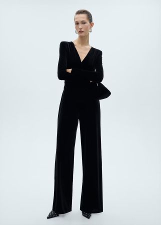 Mango Jumpsuit black velvet