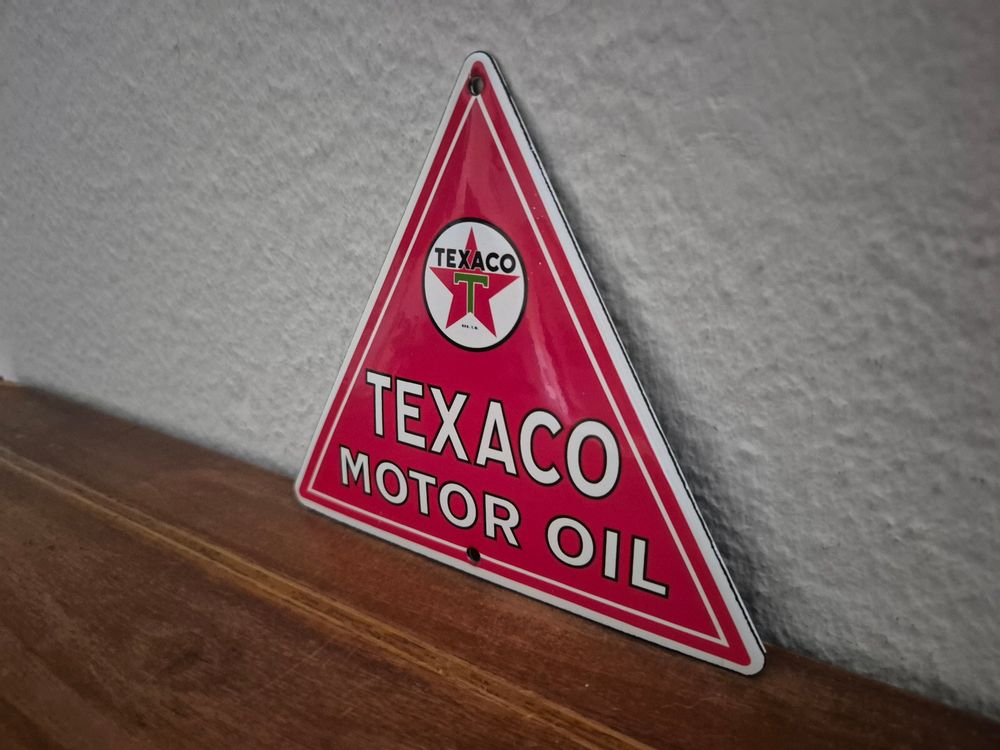 Emailschild Texaco Motor Oil Tanksäule Garage Emaille Schild (Neu ...