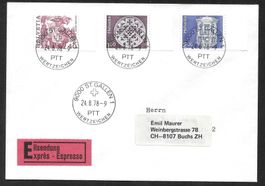 FDC Serie 609-611 ET St. Gallen 24.8.1978