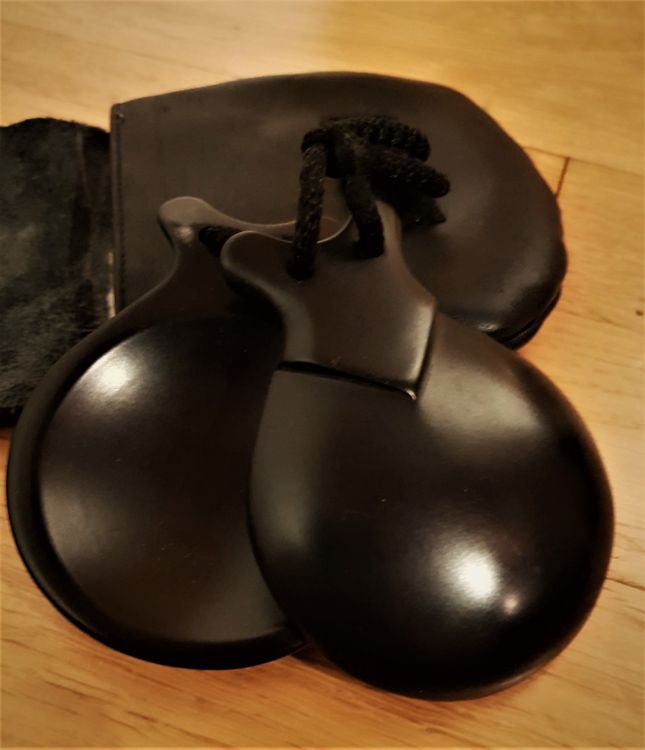 Spanische Kastagnetten Aus Holz - Traditionelles Schlaginstrument Schwarz