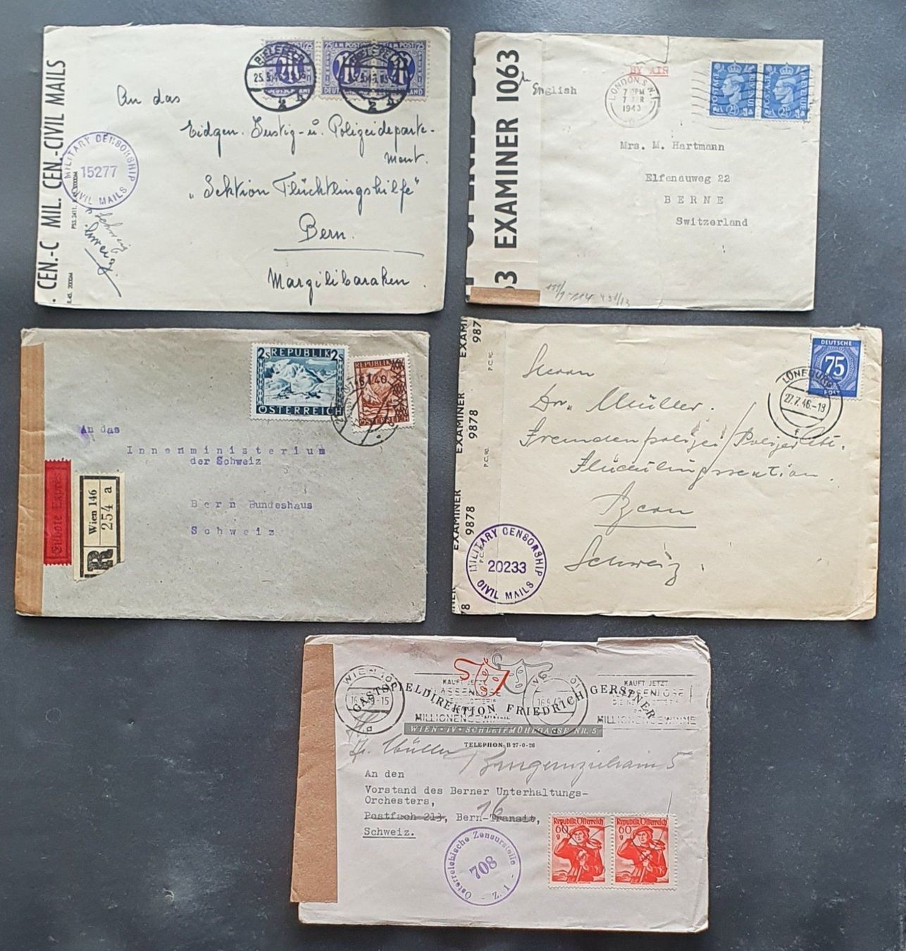 Alle Briefmarken: 5 interessante Zensurbriefe – Gebraucht aus Kreuzlingen von Rschweiz1